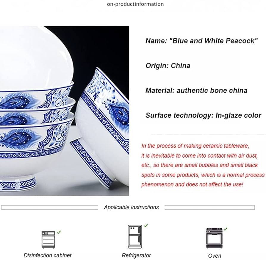 Amazon.co.jp: 伝統的な中国の食器セット、56 個の磁器青と白の